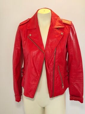 project RUNWAY Red Leather Moto Jacket